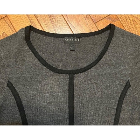 Connected Apparel Gray/Black Round Neck Sweater Dress Sz XL - Picture 5 of 5
